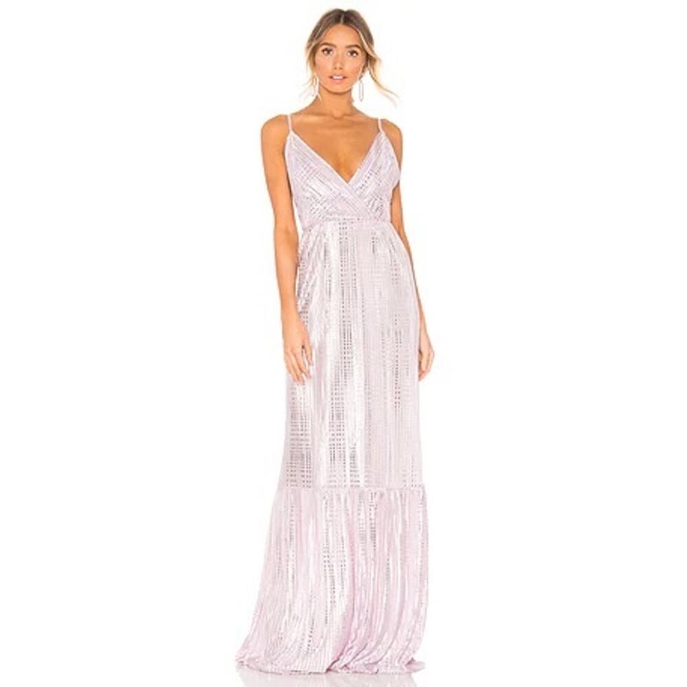 Sabina Musayev Fiona Lilac Metallic‎ Maxi Dress XS Evening
